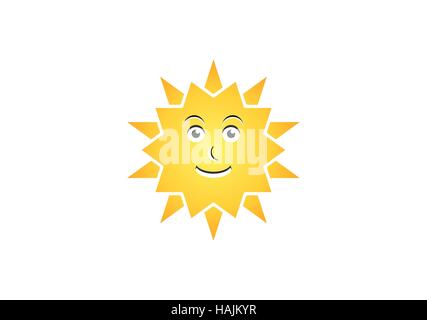 sun icon character logo symbol, solar illustration design vector Stock Vector