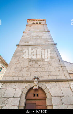 Tower bell of St Mary's church in old town Cres, Croatia Stock Photo