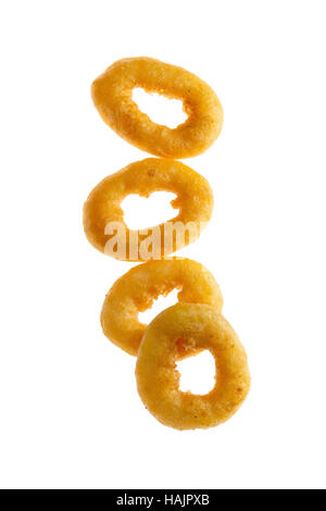 Deep-fried rings, on white Stock Photo