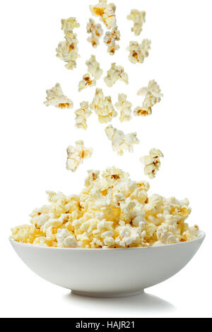 Popcorn falling in a bowl Stock Photo
