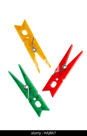 Closeup of colorful clothespins Stock Photo