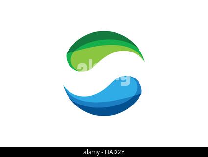 Circle,water,logo,elements,sphere,abstract infinity,letter S,company,corporation Stock Vector