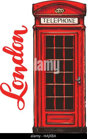 London, red phone booth. Vector illustration Stock Vector