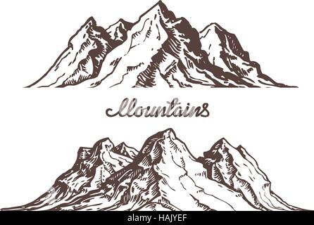Mountains sketch. Hand drawn vector illustration Stock Vector