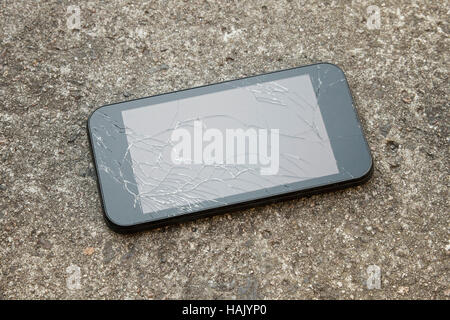 mobile smart phone with a broken screen Stock Photo