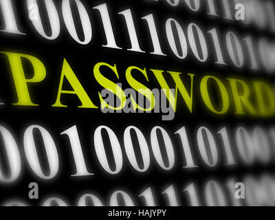 internet password security concept - binary code with text Stock Photo