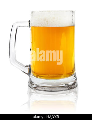 glass mug with beer isolated on white Stock Photo