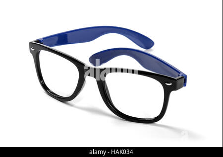 black frame hipster eyeglasses isolated on white Stock Photo