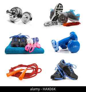 fitness equipment objects isolated on white Stock Photo