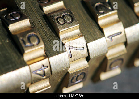 macro shot of padlock combination numbers Stock Photo