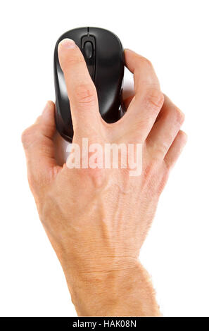 hand with computer mouse isolated on white Stock Photo
