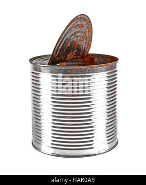 opened food can isolated on white Stock Photo