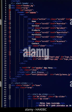 website development - programming code on computer screen Stock Photo