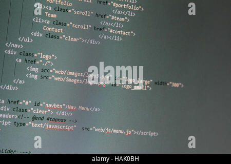 website development - programming code on computer screen Stock Photo