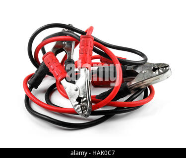 car battery jumpers isolated on white background Stock Photo