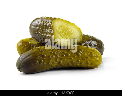 marinated pickled cucumbers isolated on white Stock Photo