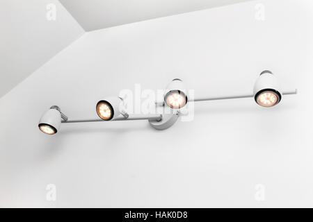 led wall lights in white bright interior Stock Photo