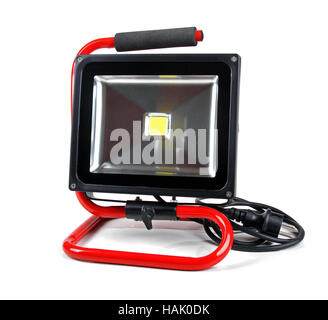 led floodlight with stand isolated on white background Stock Photo
