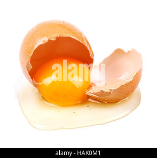 closeup of raw broken egg isolated on white Stock Photo