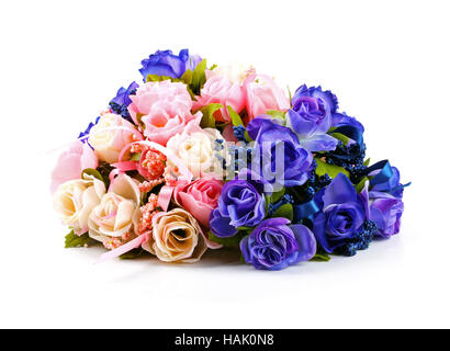 colorful rose bouquet isolated on white Stock Photo