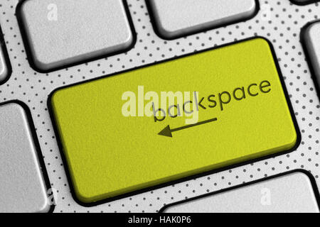 closeup shot of computer keyboard backspace button Stock Photo
