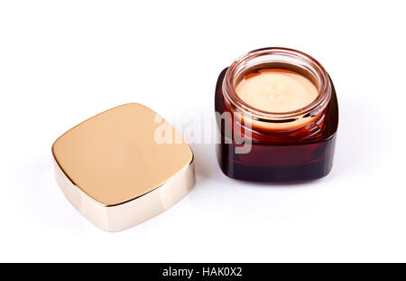 glass jar of cosmetic cream isolated on white Stock Photo