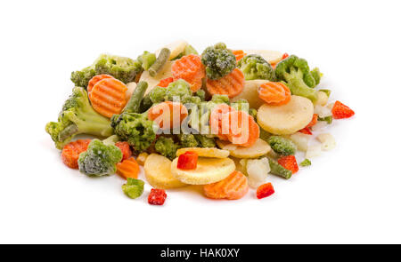 mix of frozen vegetables isolated on white Stock Photo