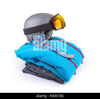 snowboard, ski clothing set isolated on white Stock Photo