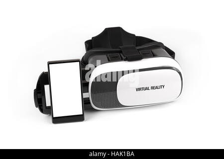 virtual reality glasses with mobile phone isolated on white Stock Photo
