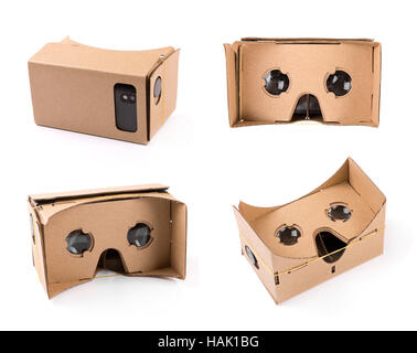 cardboard virtual reality glasses isolated on white Stock Photo