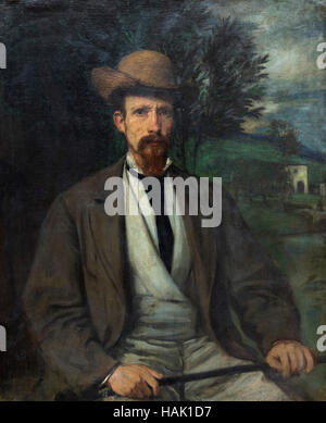 Hans von Marées (1837-1887), Self Portrait with Yellow Hat (1874). Selbstbildnis mit gelbem Hut. Stock Photo