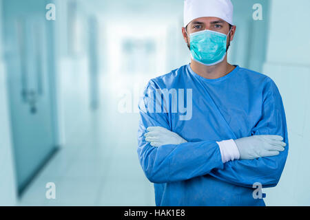 doctor surgeon standing in the hospital hallway Stock Photo
