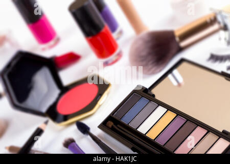 cosmetics - focus on eyeshadows palette Stock Photo