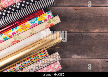 rolls of Christmas gift wrapping paper, for sale, pattern/background
