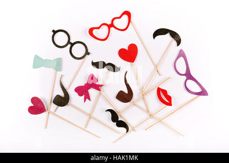 carnival party accessories on white background Stock Photo