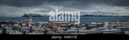 Panoramic view of Hammerfest on a cold winters day, Northern Norway. Stock Photo