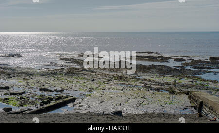 Aberystwyth Castle ruins on the edge of the sea Stock Photo