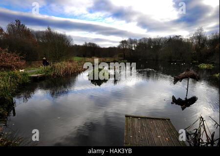 River Irwell flowing through Burrs Country Park,  Bury, Lancashire. Picture by Paul Heyes, Thursday December 01, 2016. Stock Photo