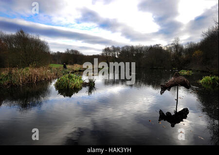 River Irwell flowing through Burrs Country Park,  Bury, Lancashire. Picture by Paul Heyes, Thursday December 01, 2016. Stock Photo