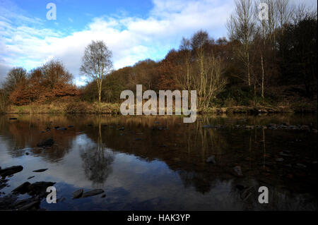 River Irwell flowing through Burrs Country Park,  Bury, Lancashire. Picture by Paul Heyes, Thursday December 01, 2016. Stock Photo