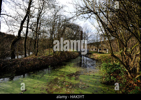 River Irwell flowing through Burrs Country Park,  Bury, Lancashire. Picture by Paul Heyes, Thursday December 01, 2016. Stock Photo