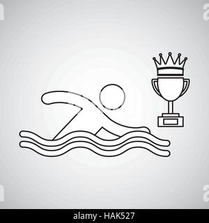 silhouette person swimm winner sport vector illustration eps 10 Stock Vector