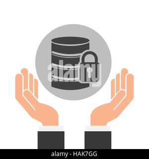 hands businessman data security padlock vector illustration eps 10 Stock Vector