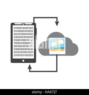 smartphone transfer cloud data picture vector illustration eps 10 Stock Vector