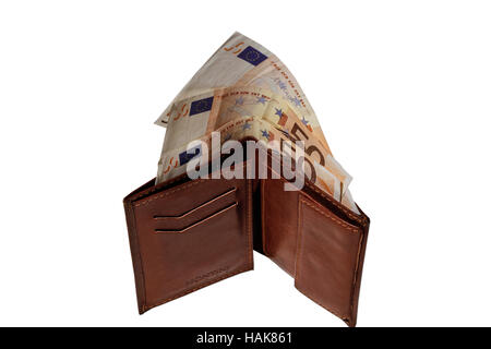 European banknotes inside a wallet Stock Photo