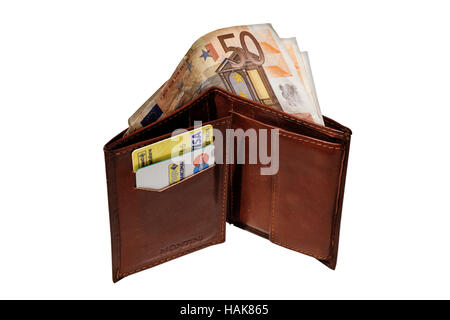 European banknotes inside a wallet Stock Photo