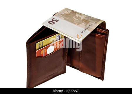 European banknotes inside a wallet Stock Photo