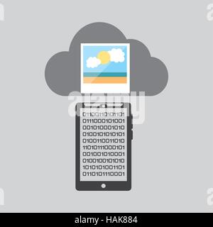 smartphone transfer cloud data picture vector illustration eps 10 Stock Vector