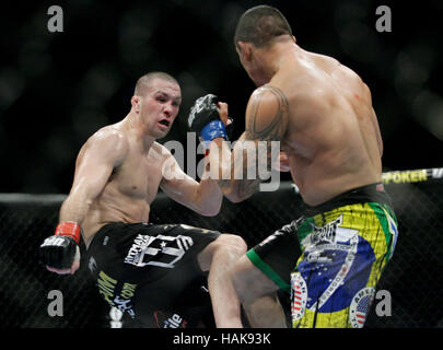 Josh Neer, left,  fights Gleison Tibau at UFC 104 at the Staples Center in Los Angeles, California, on October 24, 2009. Photo by Francis Specker Stock Photo