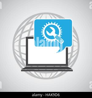 globe computer tool gear communication vector illustration eps 10 Stock Vector